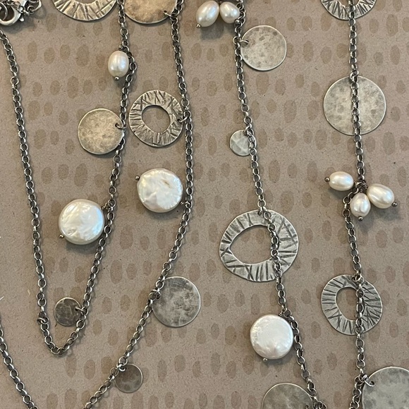 Silpada Pearl and Sterling Silver Disc 36” Necklace N2197 - Picture 11 of 15